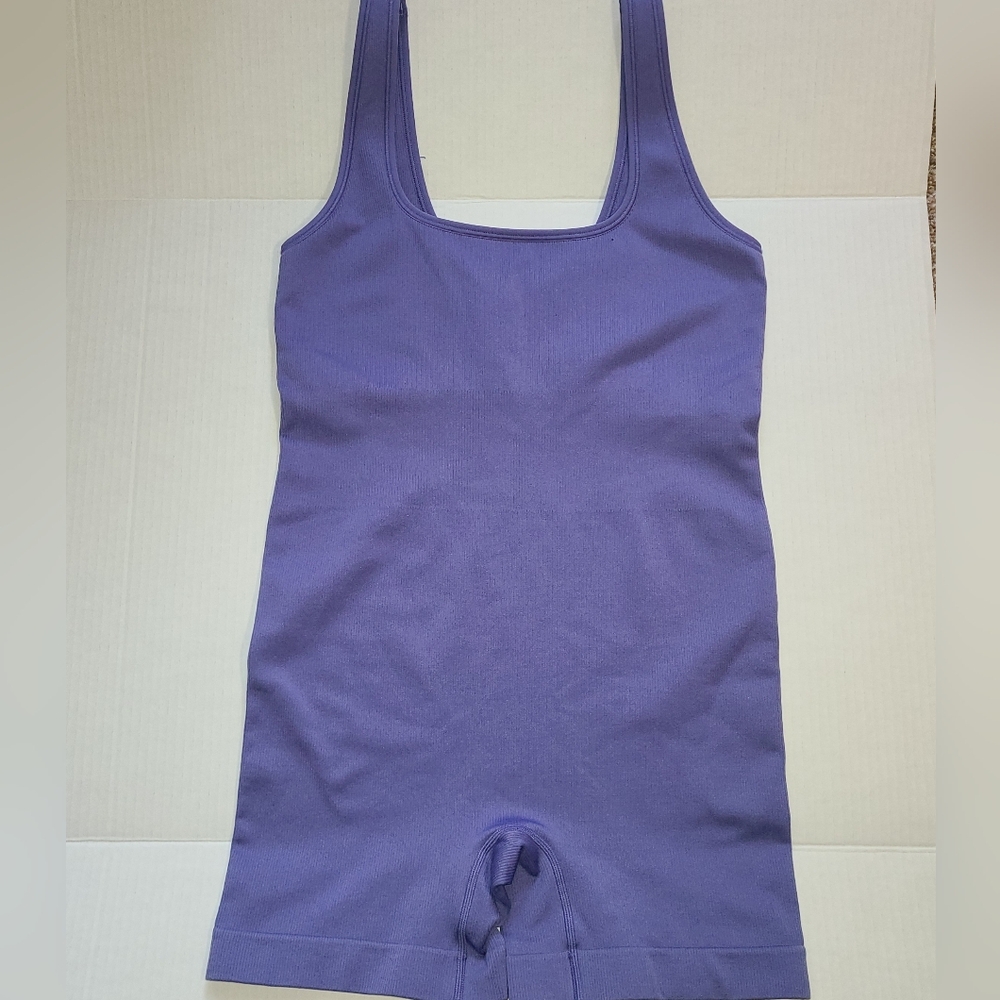 Athleta Purple Workout Romper Size M Compression And Built In Bra